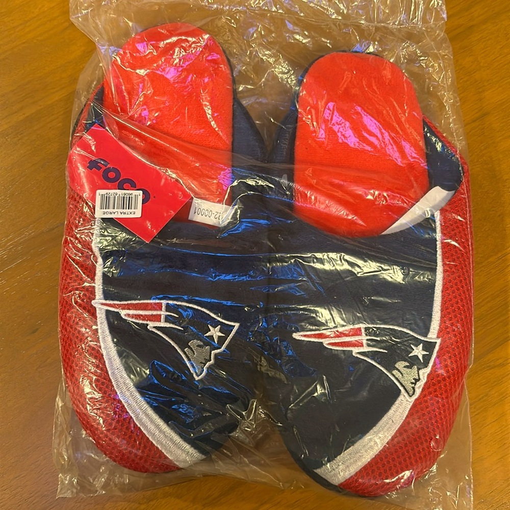 FOCO NFL New England Patriots Slippers House Shoes Mens Size Extra Large